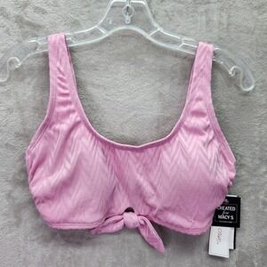 Salt + Cove Bikini Top Womens Size D/DD Pink Chevron Tie Front Swim Top Swimwear